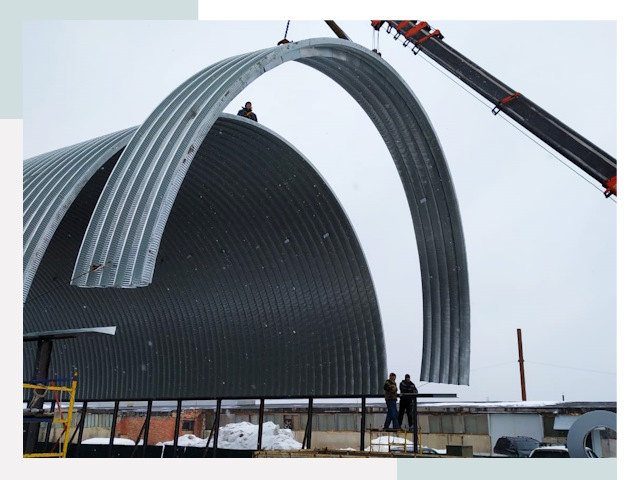 Полукруглые ангары в Апатитах